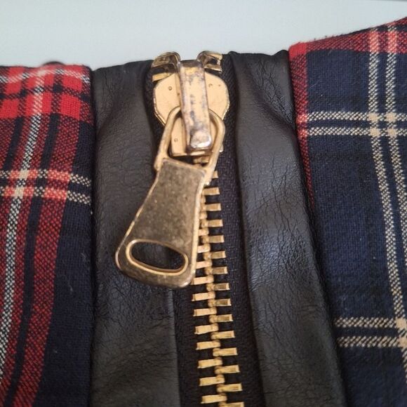 River Island Womens Coquette Skort Short Plaid Faux Leather Side Zip Size 8 - Picture 15 of 15